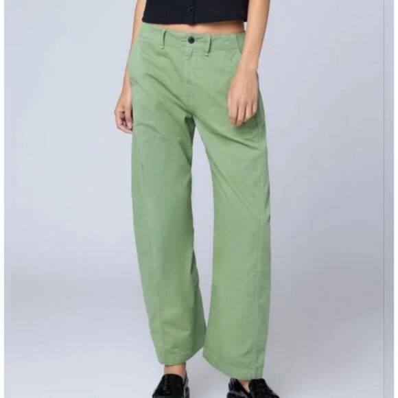 Rag & Bone Jones Barrel Leg Pants Olive Green 100% Cotton Size 8 - Picture 1 of 9